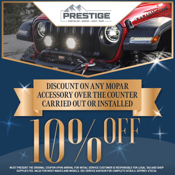 10% Off Any Mopar Accessory Over The Counter Carried Out or Installed