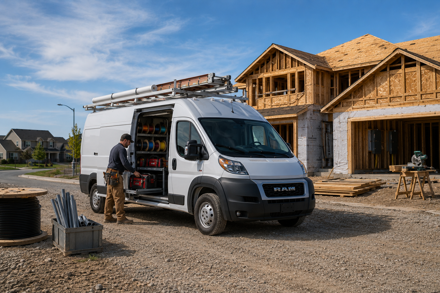 Electricians Work Trucks
